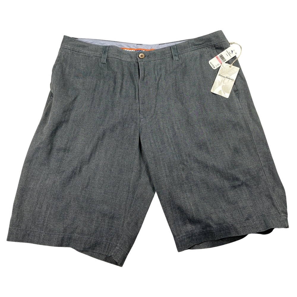 Tommy Bahama Shorts Mens 40 Gray Silk Blend Chino Flat Front Dress Casual NWT